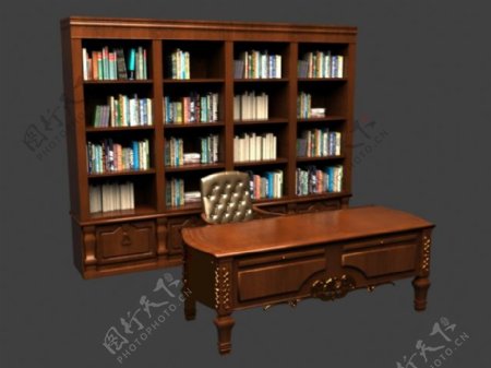 古典欧式书房搭配桌椅组合