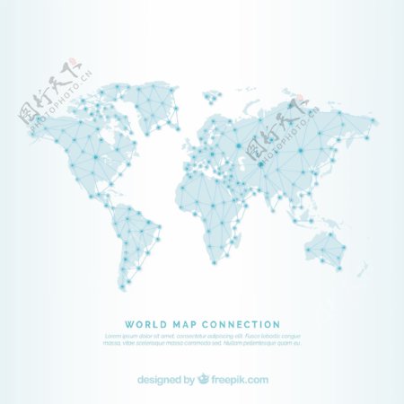 世界地图与线点图案背景