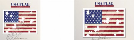 美国国旗用拼图制作的背景