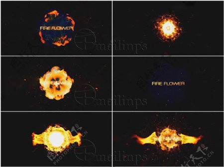 两款粒子火焰logo展示AE模板