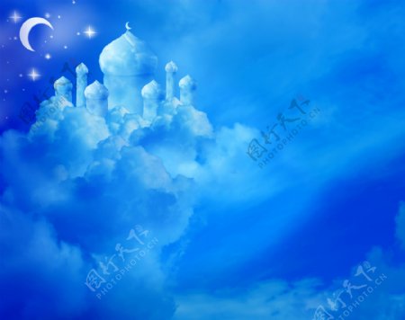 梦幻城堡图片梦幻云层城堡图片素材