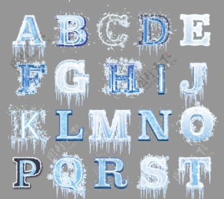 创意冰冻字母设计矢量素材