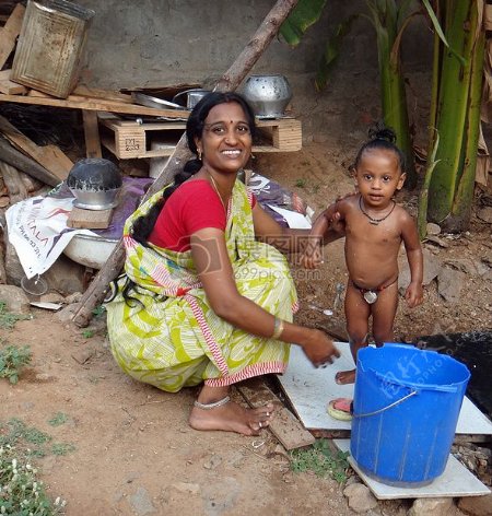 印度母亲和孩子