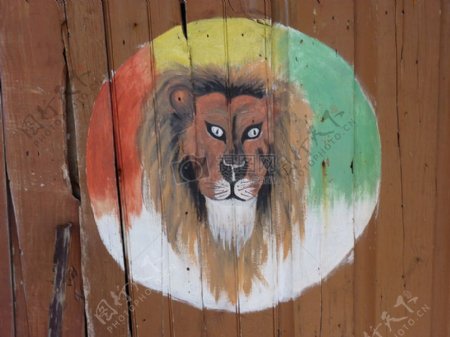 木门上的狮子画像
