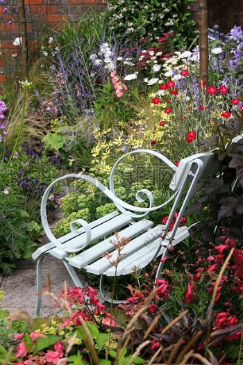 花丛中的椅子