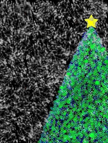 圣诞节降雪夜明星黄色黑色白圣诞树纹理