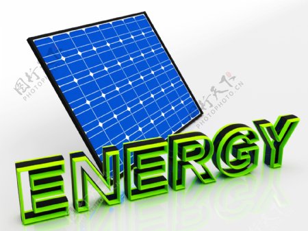 太阳能面板和能源替代能源字显示