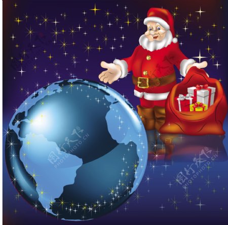 圣诞老人与地球和礼物