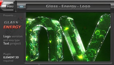 玻璃能量LOGO动画AE模板