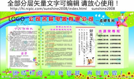 板报一览表宣传栏点焊车间电器公司