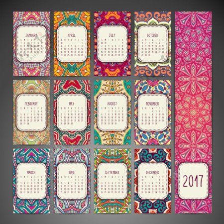 波希米亚风格的日历设计