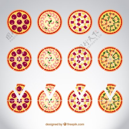 12款彩色披萨矢量素材