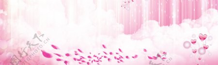 浪漫背景粉色玫瑰背景素材1920X578