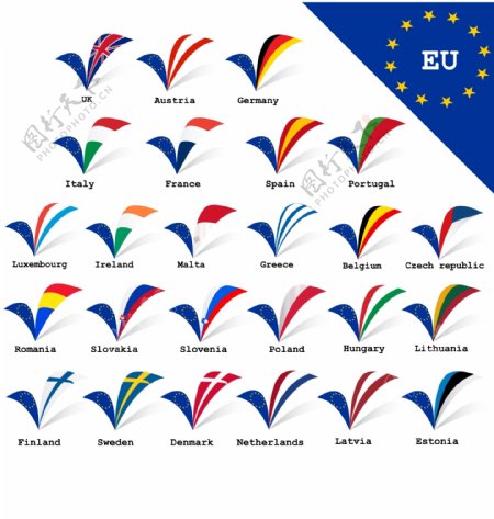 欧盟旗帜和标志02矢量素材