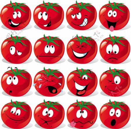 有趣的番茄的表情图标矢量