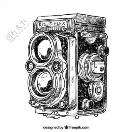 手绘古董相机