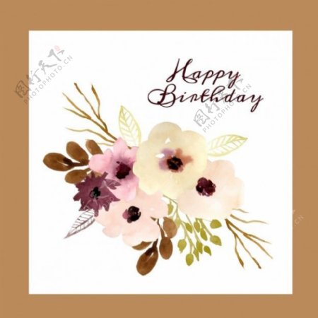 水彩花的生日卡片