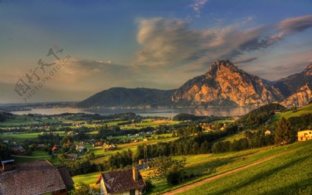 奥地利自然风景和城市风景