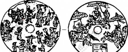 清代下版画装饰画中华图案五千年矢量AI格式0401