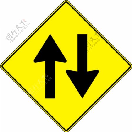 paulprogrammer黄色的路标双向交通的剪辑艺术