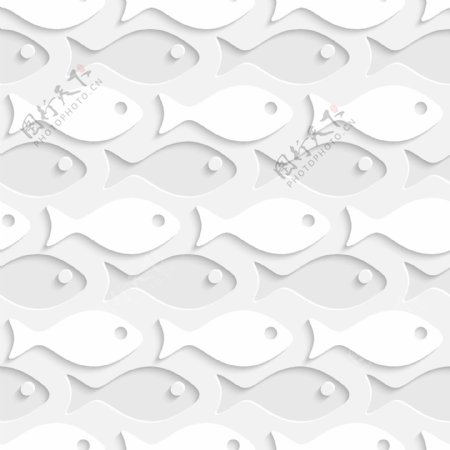 白色纸鱼无缝背景矢量素材