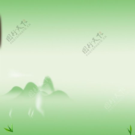 嫩绿色水墨山峰背景
