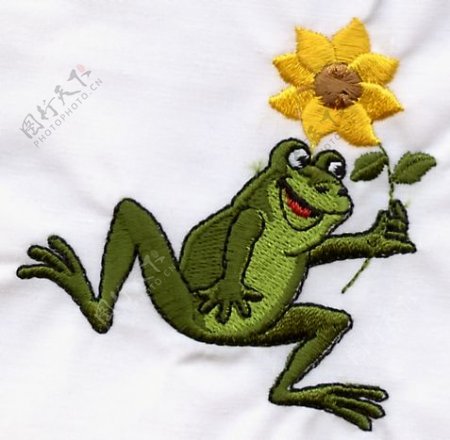 绣花动物青蛙色彩褐色黄色免费素材