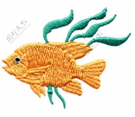 绣花动物鱼色彩黄色免费素材
