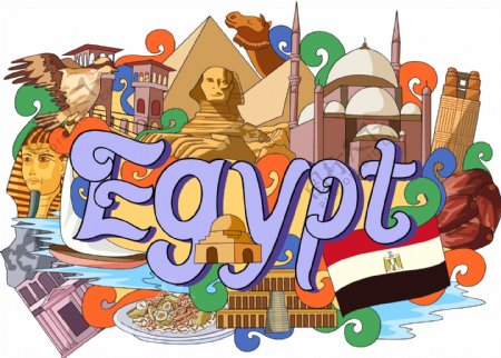 埃及旅行插画