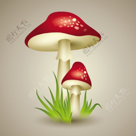 红色卡通蘑菇矢量素材