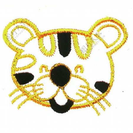 绣花动物猫色彩黄色免费素材