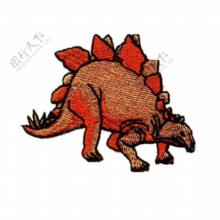 绣花动物色彩恐龙棕色免费素材
