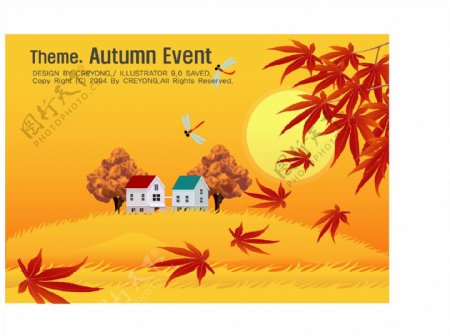 韩国自然风景秋天风景素材矢量AI格式0122