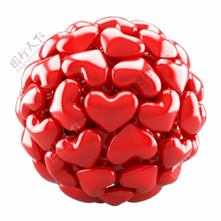红心组成的圆球