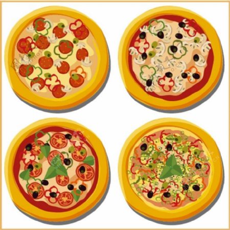 各种口味披萨矢量图