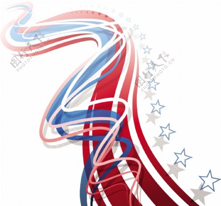 五角星丝带装饰的美国独立日背景