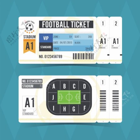 足球比赛入场券卡通矢量素材