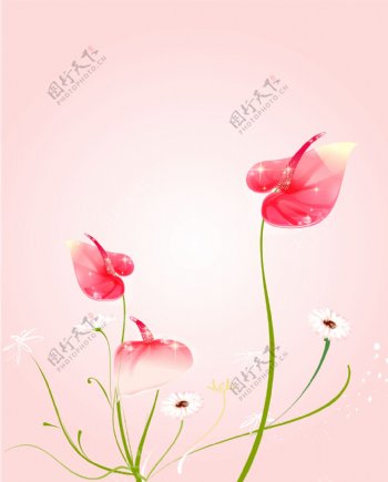 粉色花朵移门装饰画