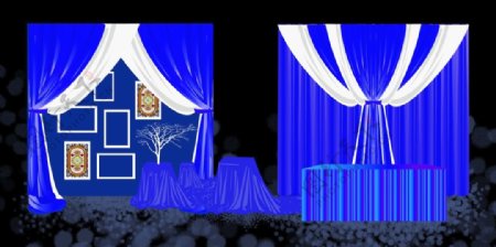 蓝色现代浪漫舞台婚礼效果图