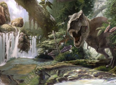 3D侏罗纪恐龙背景墙