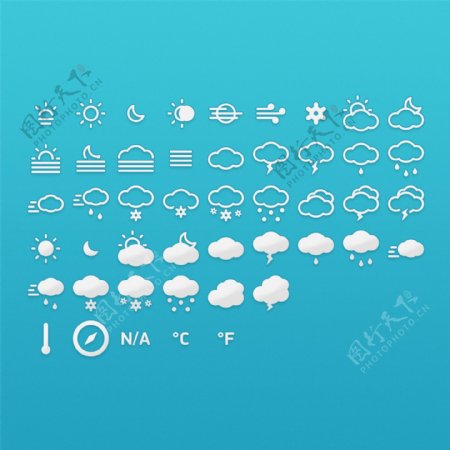 网页UI线条天气控件icon图标集