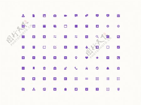 网页UI紫色线性迷你icon图标设计