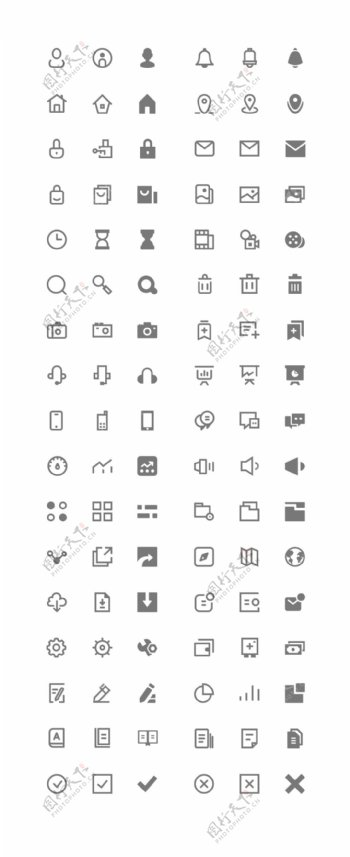 灰色线条矢量icon图标设计素材