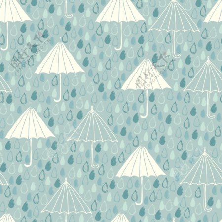 日系清新雨天元素壁纸图案装饰设计