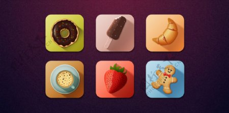 6个美食食物icon图标设计