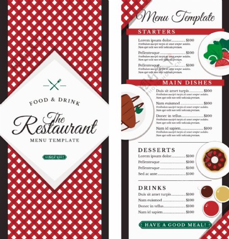 餐厅菜单红桌布