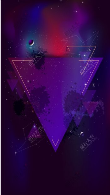 紫色几何三角H5背景素材