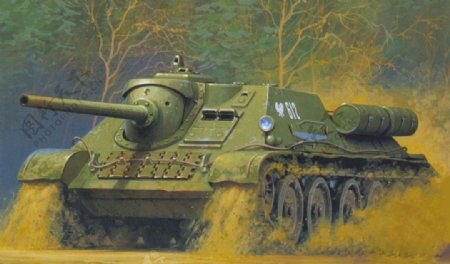 苏联SU85坦克歼击车绘画