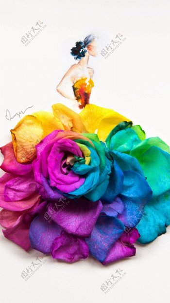 彩色花朵女人节H5背景素材