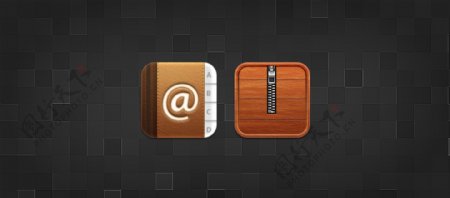 木质纹理复古手机网页icon图标设计